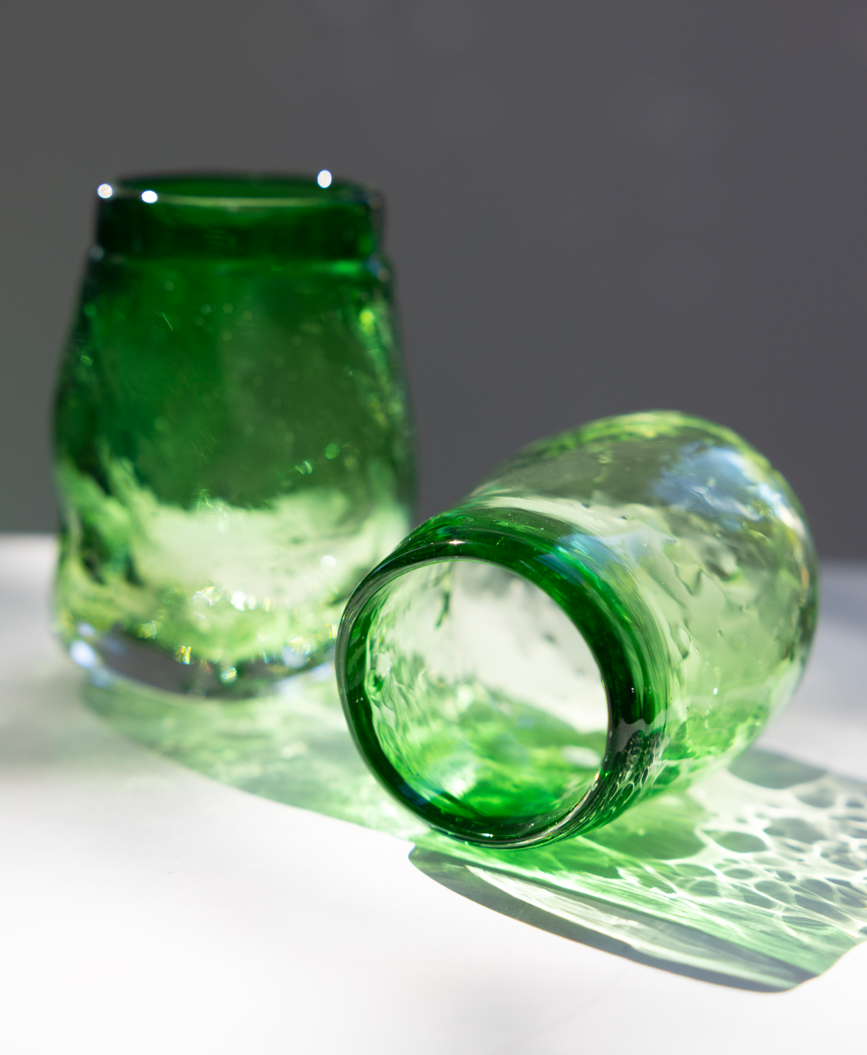 water glass, green, by Bernard