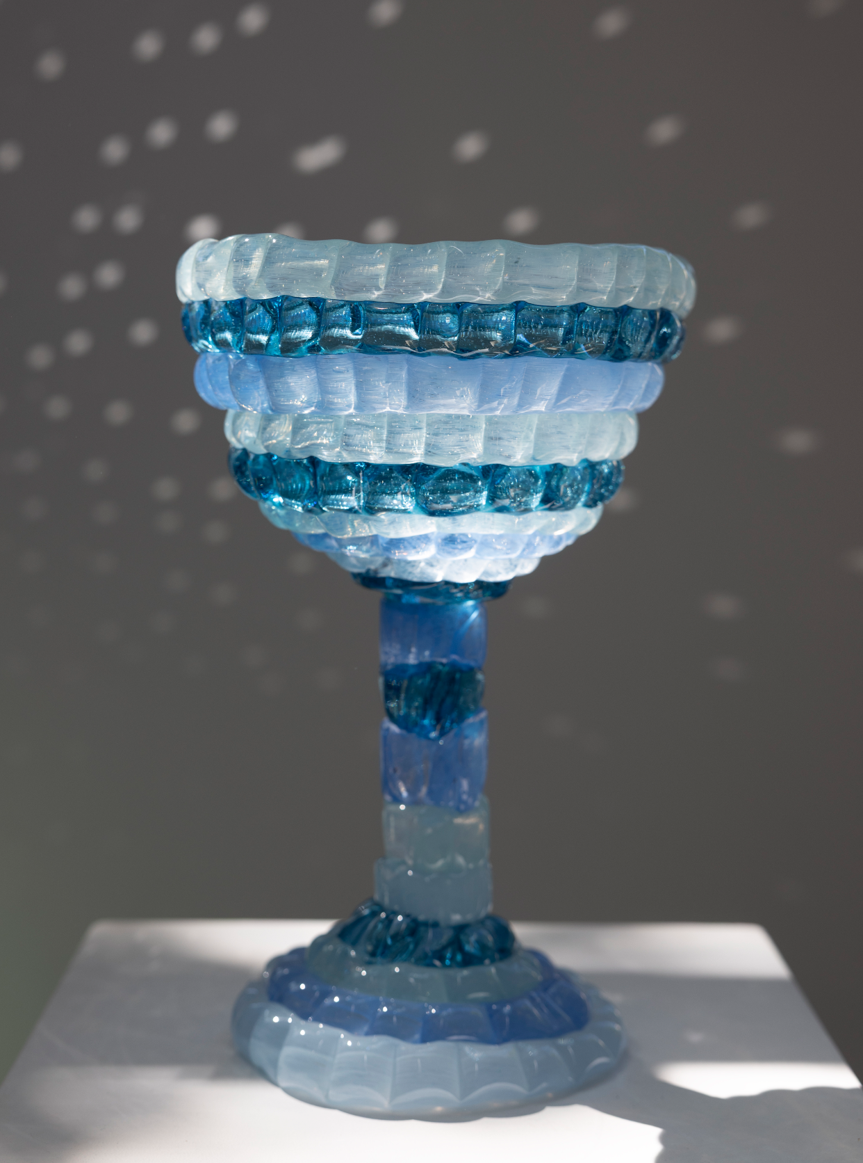 "knitted" large goblet, shades of blue, (2026) by Bernard