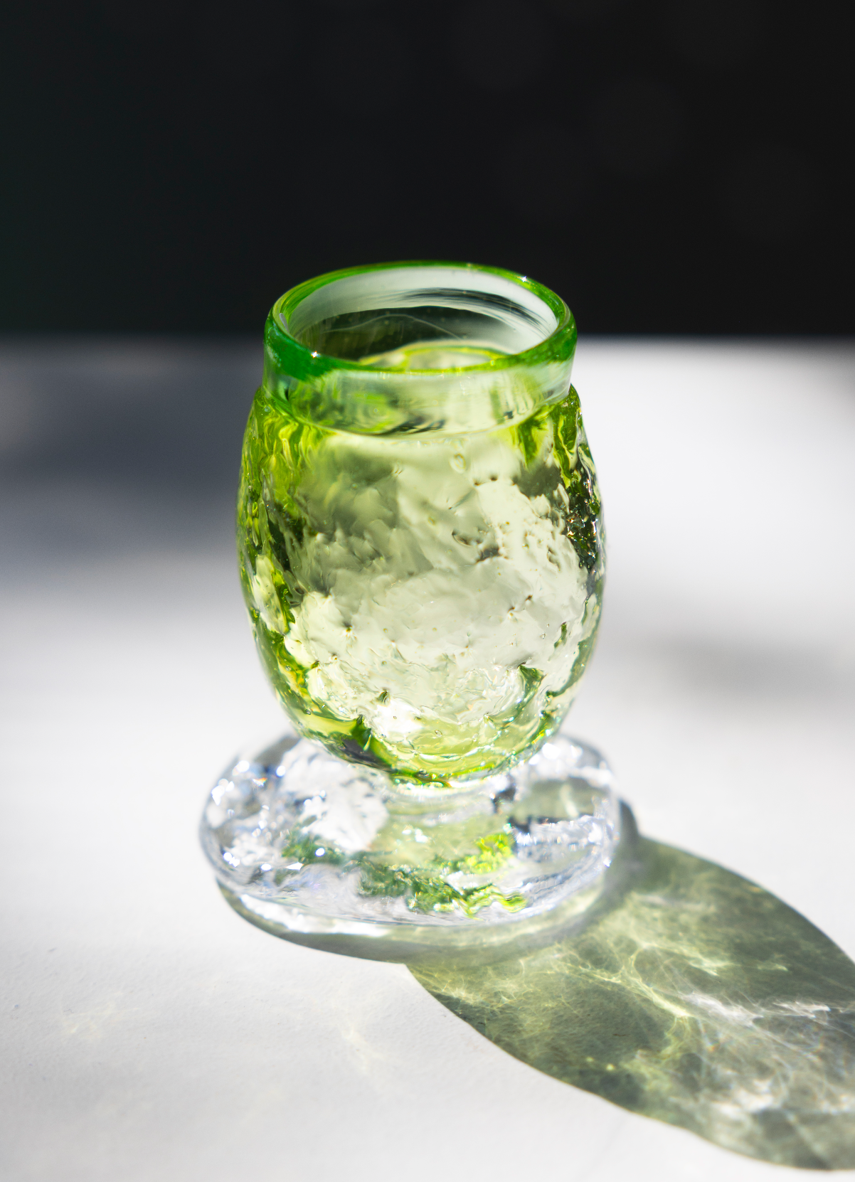 jenever glass, green, by Bernard