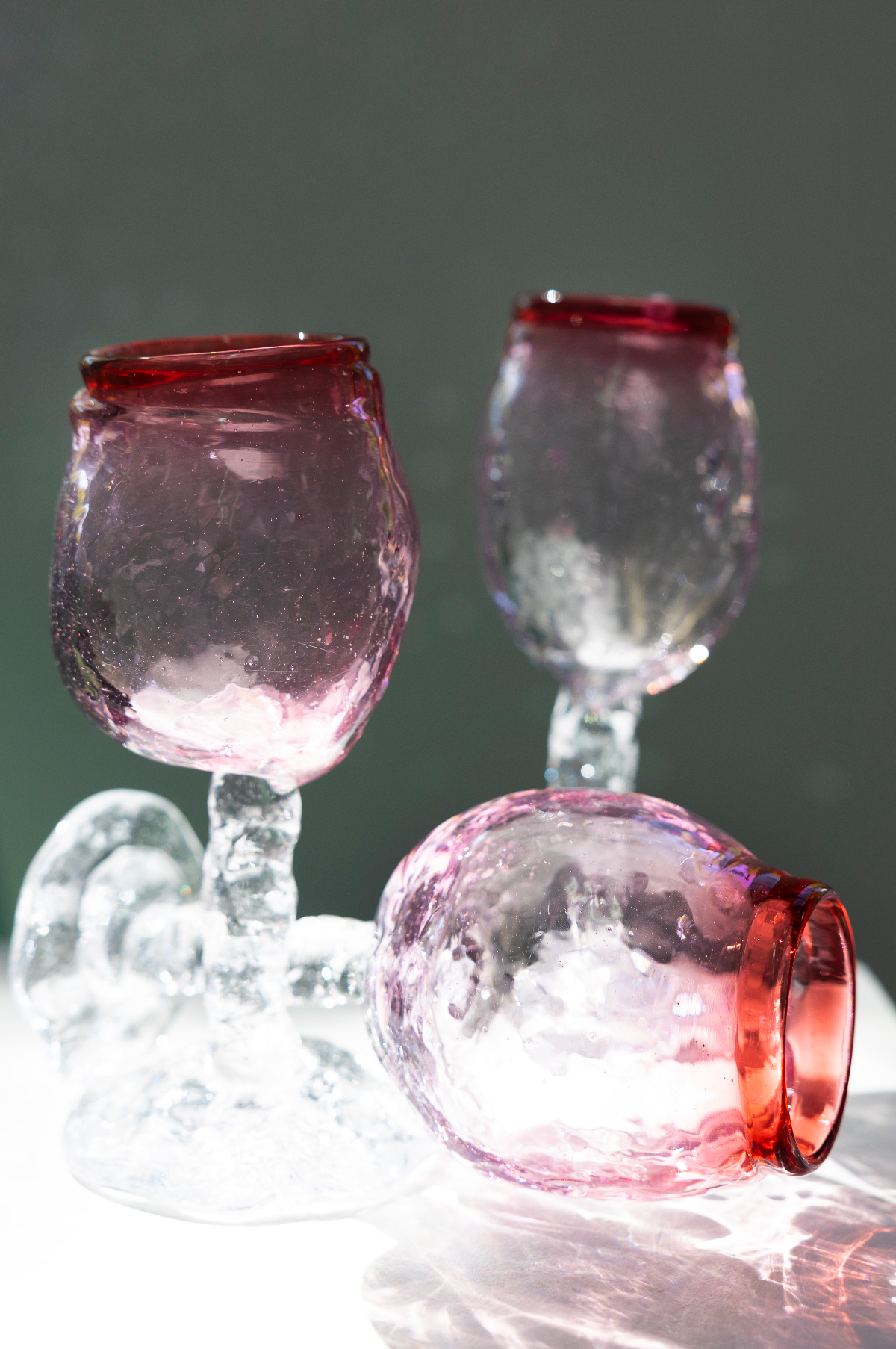 goblet, red/pink, by Bernard