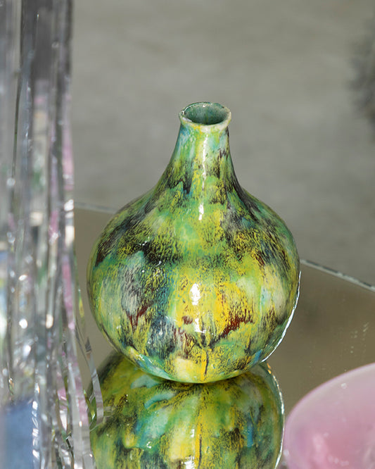 Unique ceramic vase / green - from France