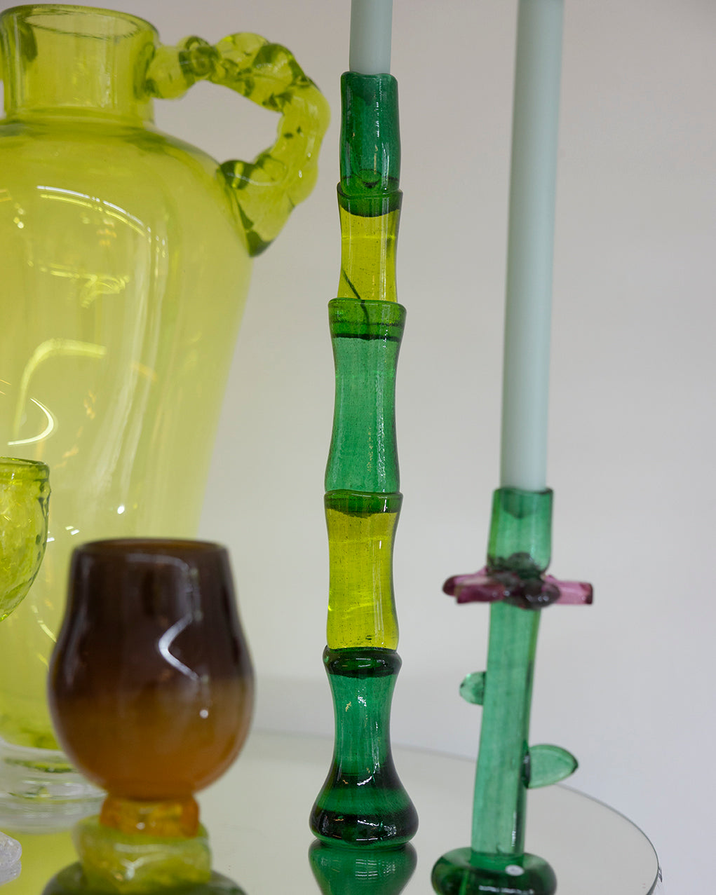 Bamboo candle holder - shades of green, 2025 - by Nienke