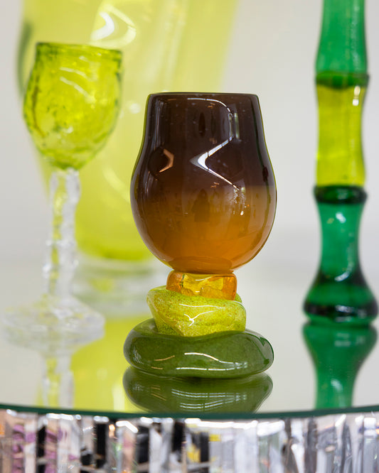 Drinking Glass Layers, brown/green - by Nienke
