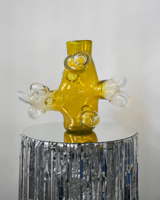 blown out bubblevase, clear/warm yellow 2025 - by Nienke