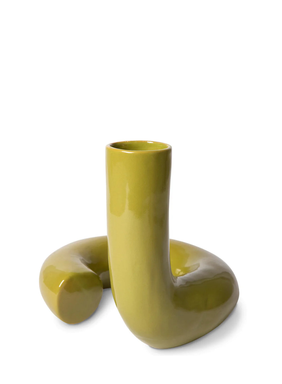 CERAMIC TWISTED VASE GLOSSY OLIVE