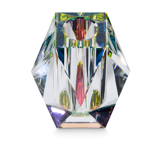 Crystal vase with rainbow effect