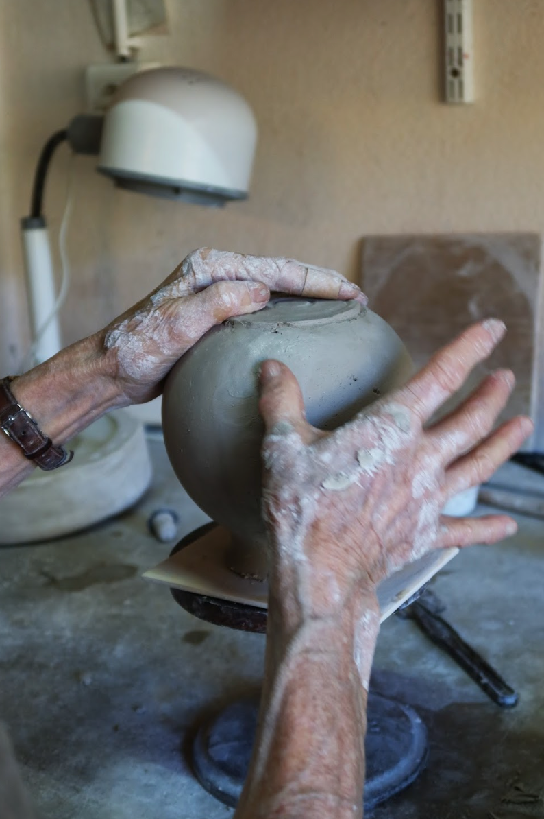 Unique ceramic vase / blue/purple/pink