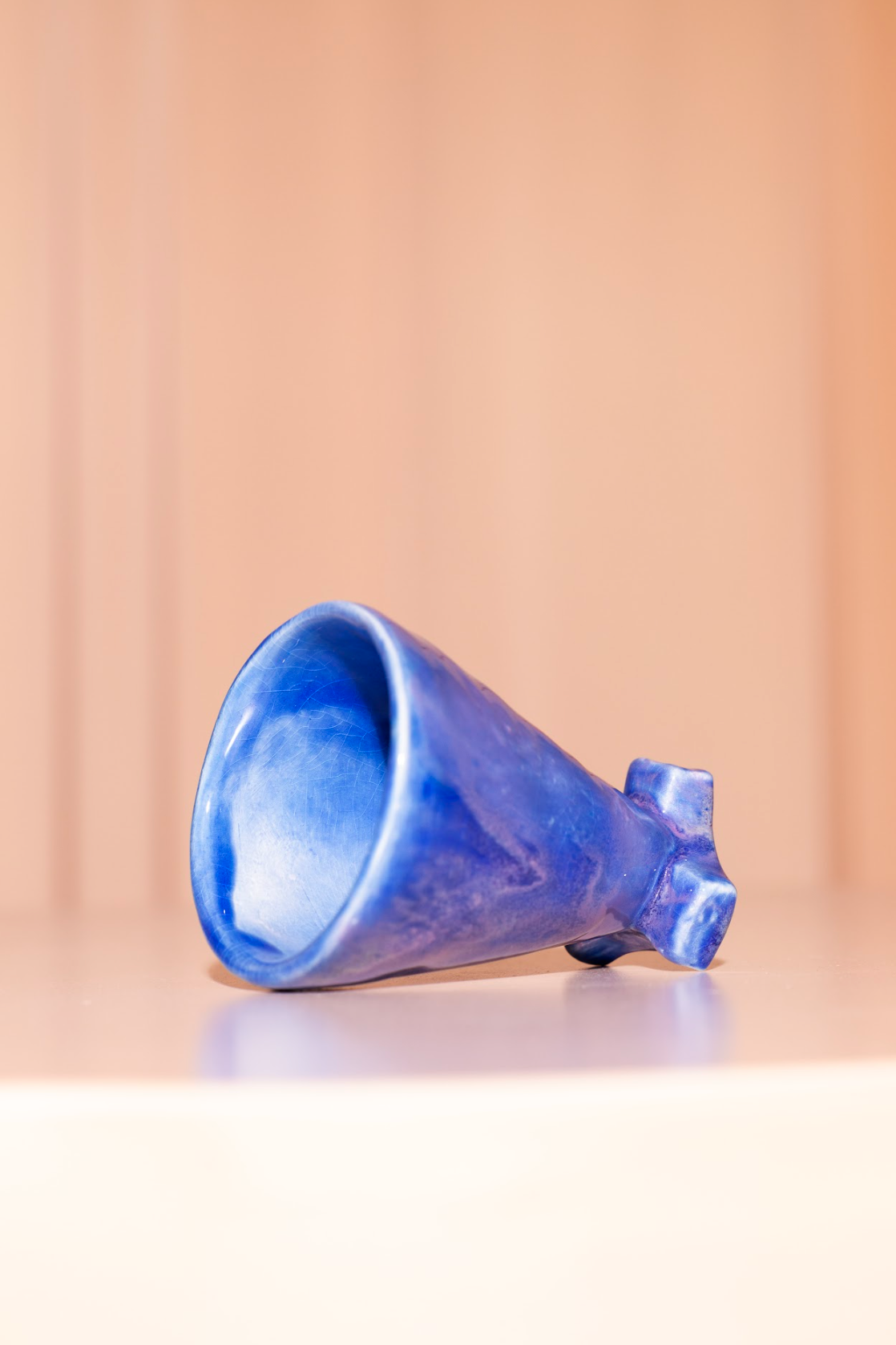 Handmade ceramics cup with blue/lilac glazing