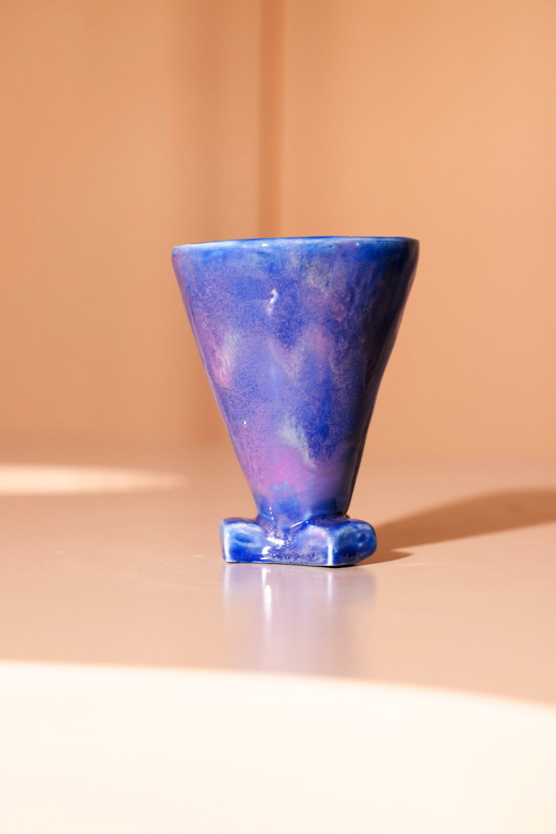 Handmade ceramics cup with blue/lilac glazing