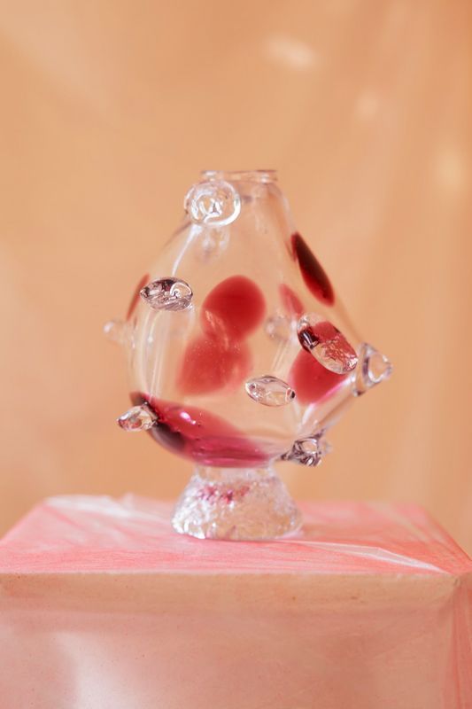 fishcarafe, small, clear and dark pink