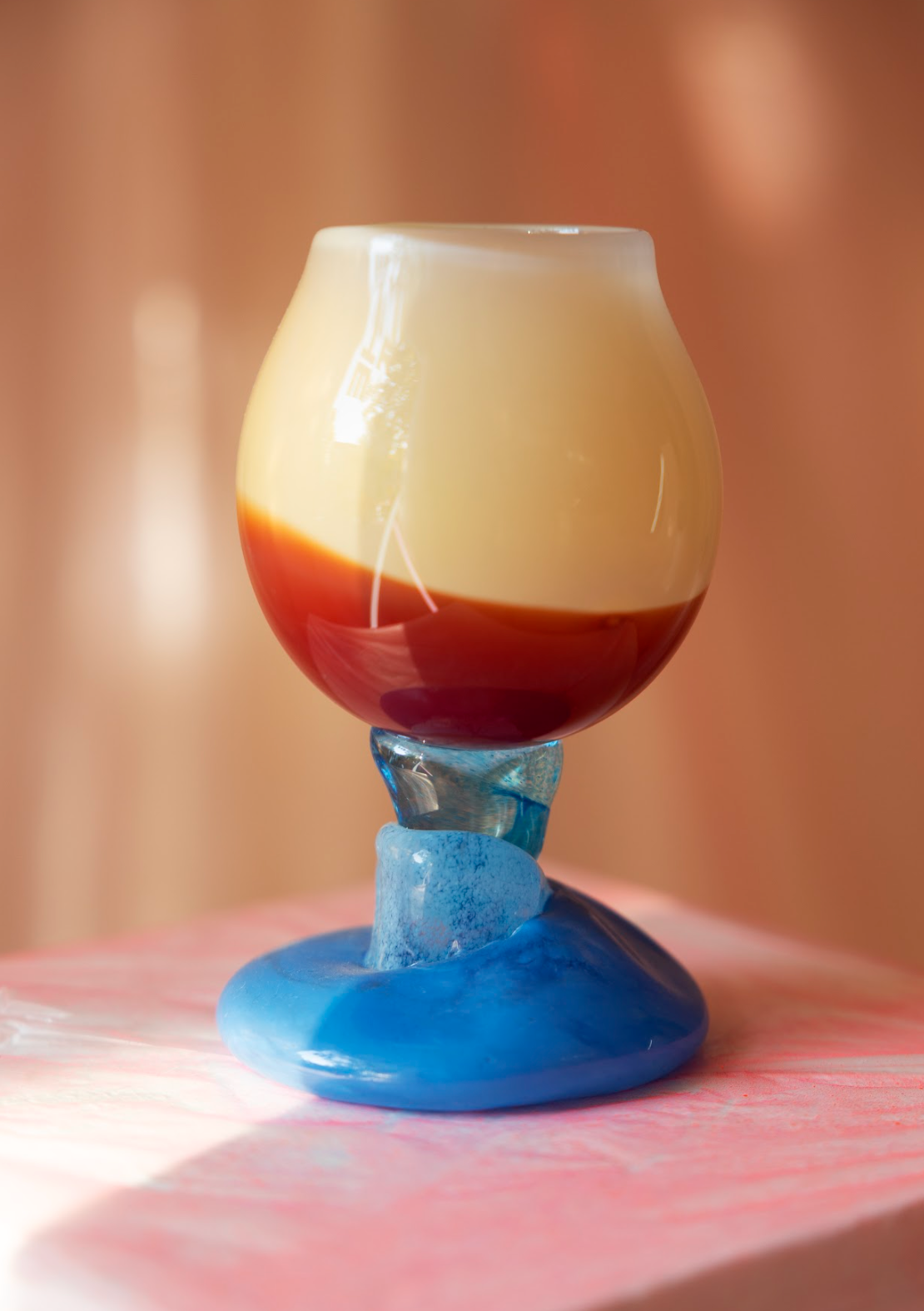 Drinking Glass Layers, beige/cognac/blue