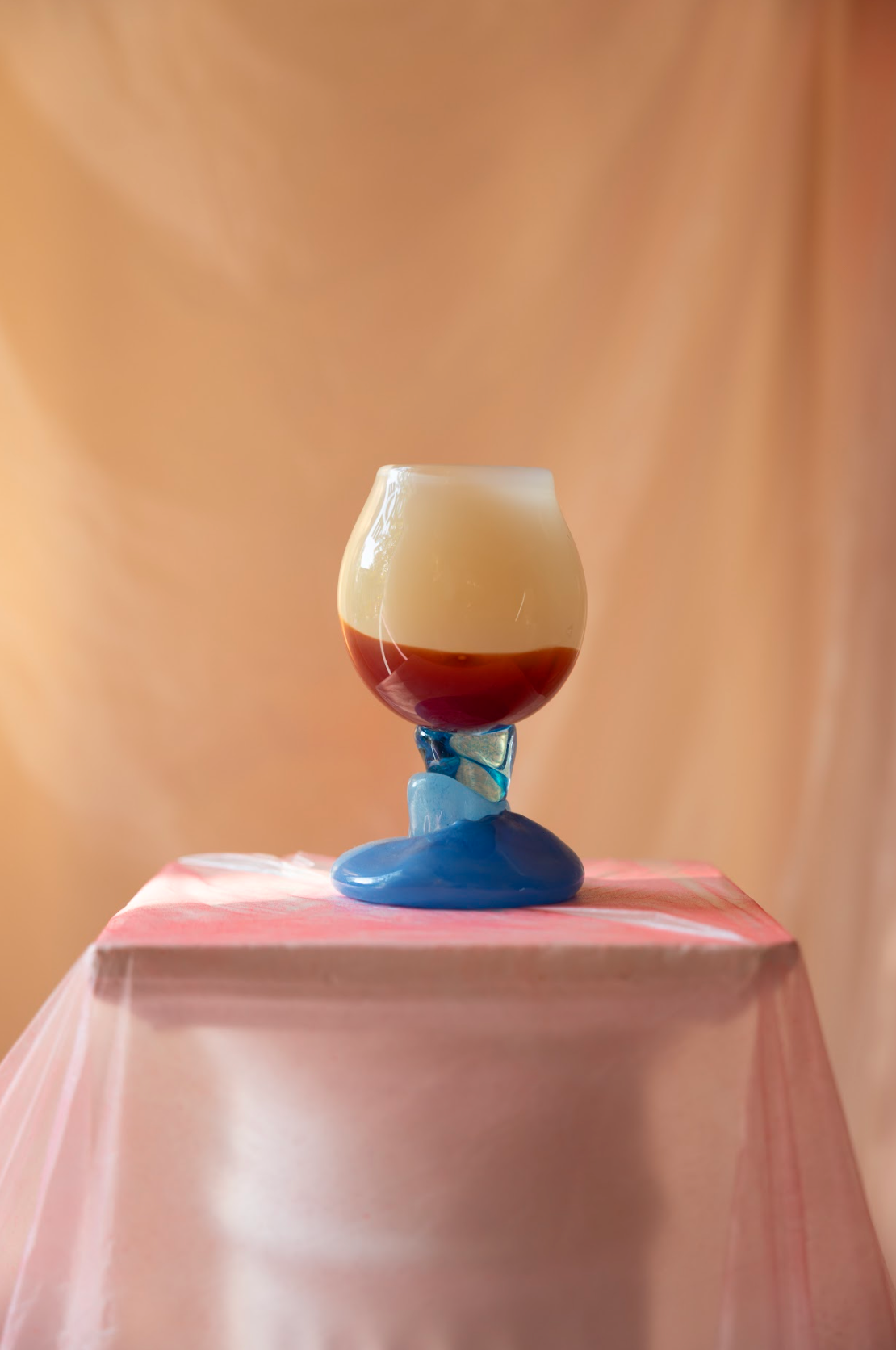 Drinking Glass Layers, beige/cognac/blue