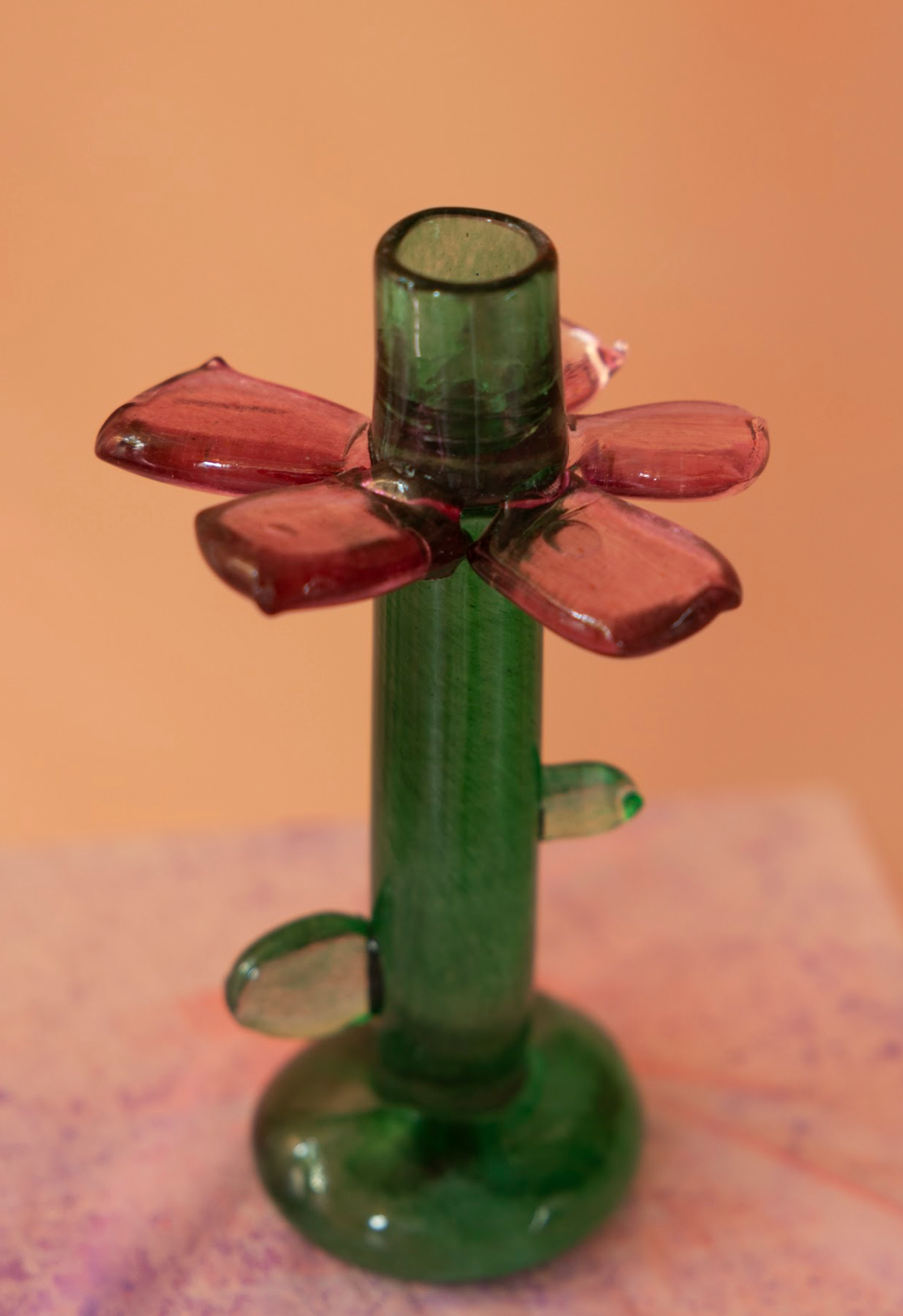 flower candle holder, green and purple (small), by Bernard