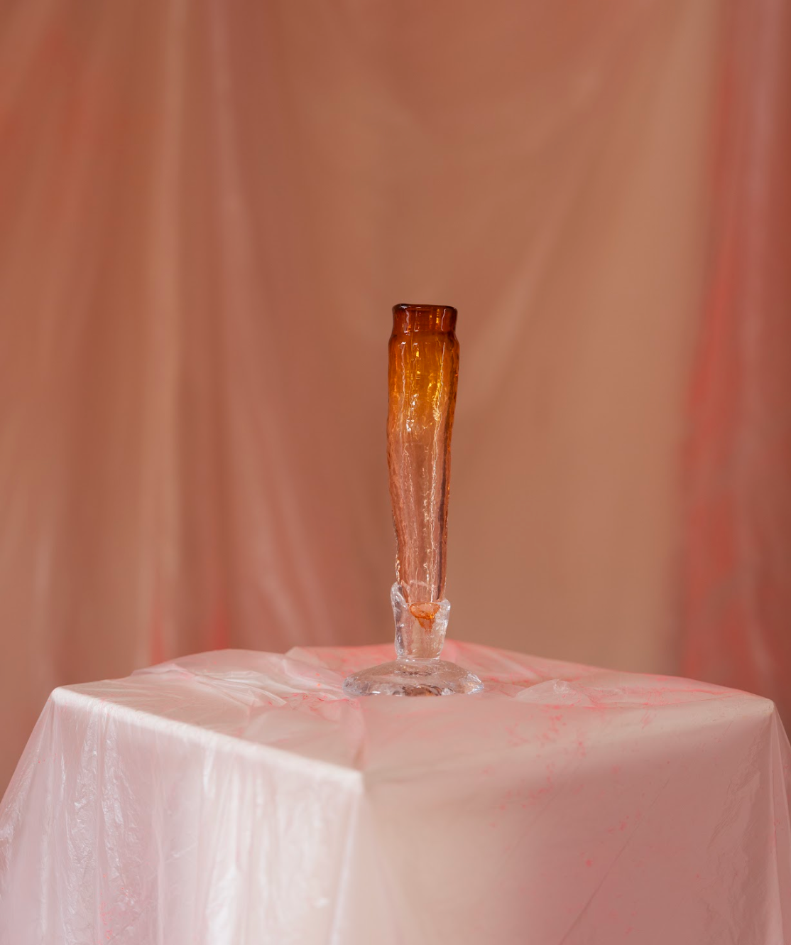 Champagne flute, orange/brown, by Bernard