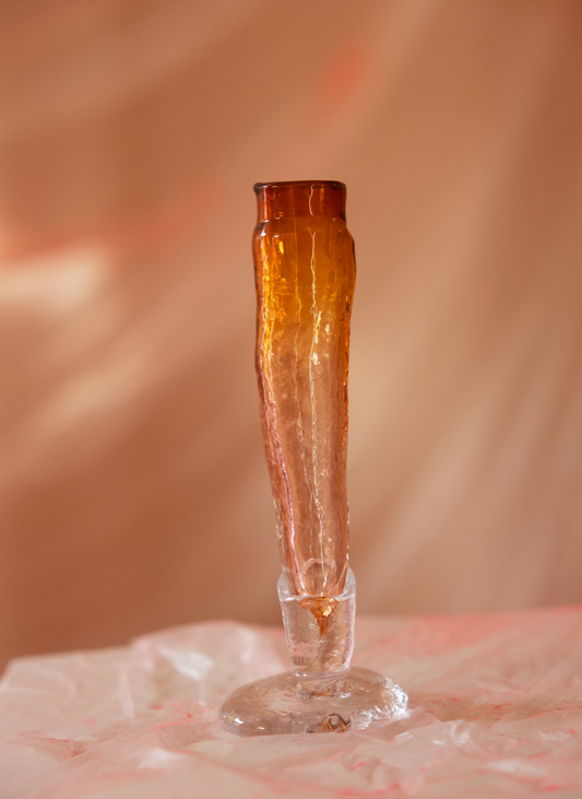 Champagne flute, orange/brown, by Bernard