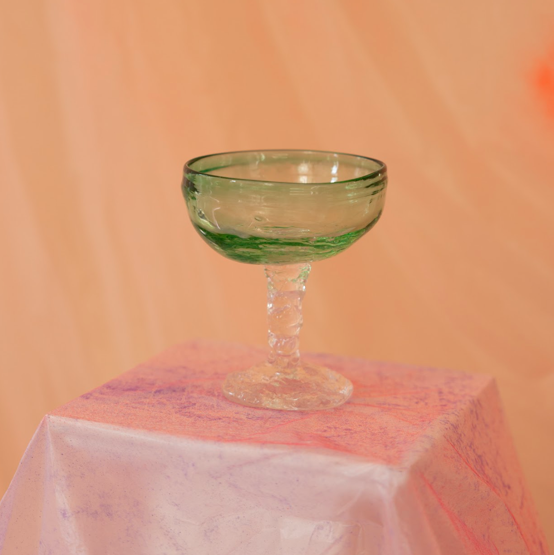 Champagne coupe, green, by Bernard