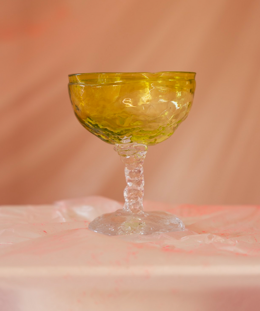 Champagne coupe, green/yellow by Bernard