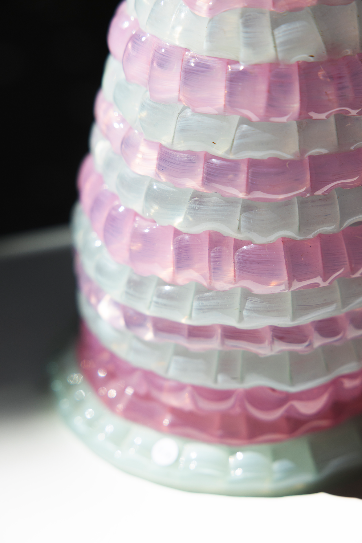 "Knitted" candle holder, pink shades (2026), by Bernard