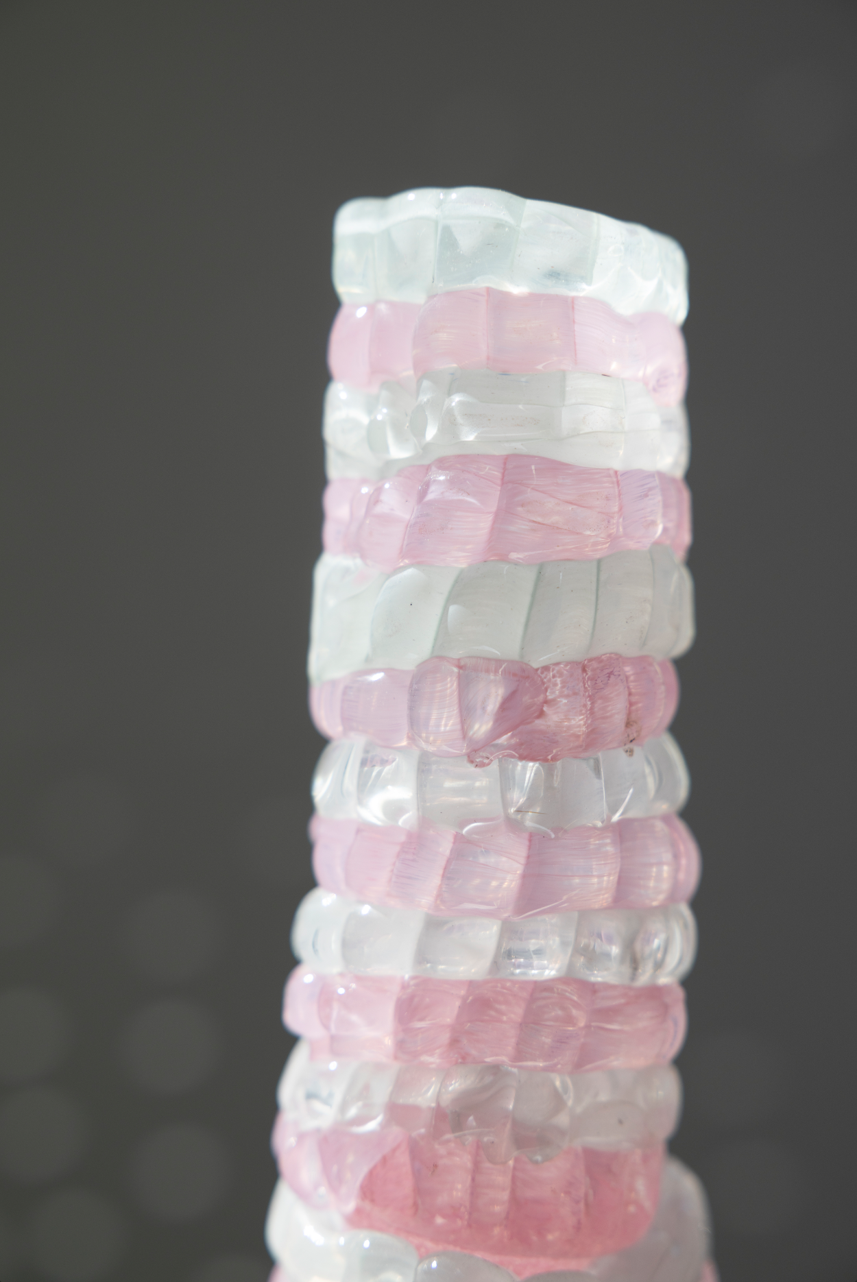 "Knitted" candle holder, pink shades (2026), by Bernard