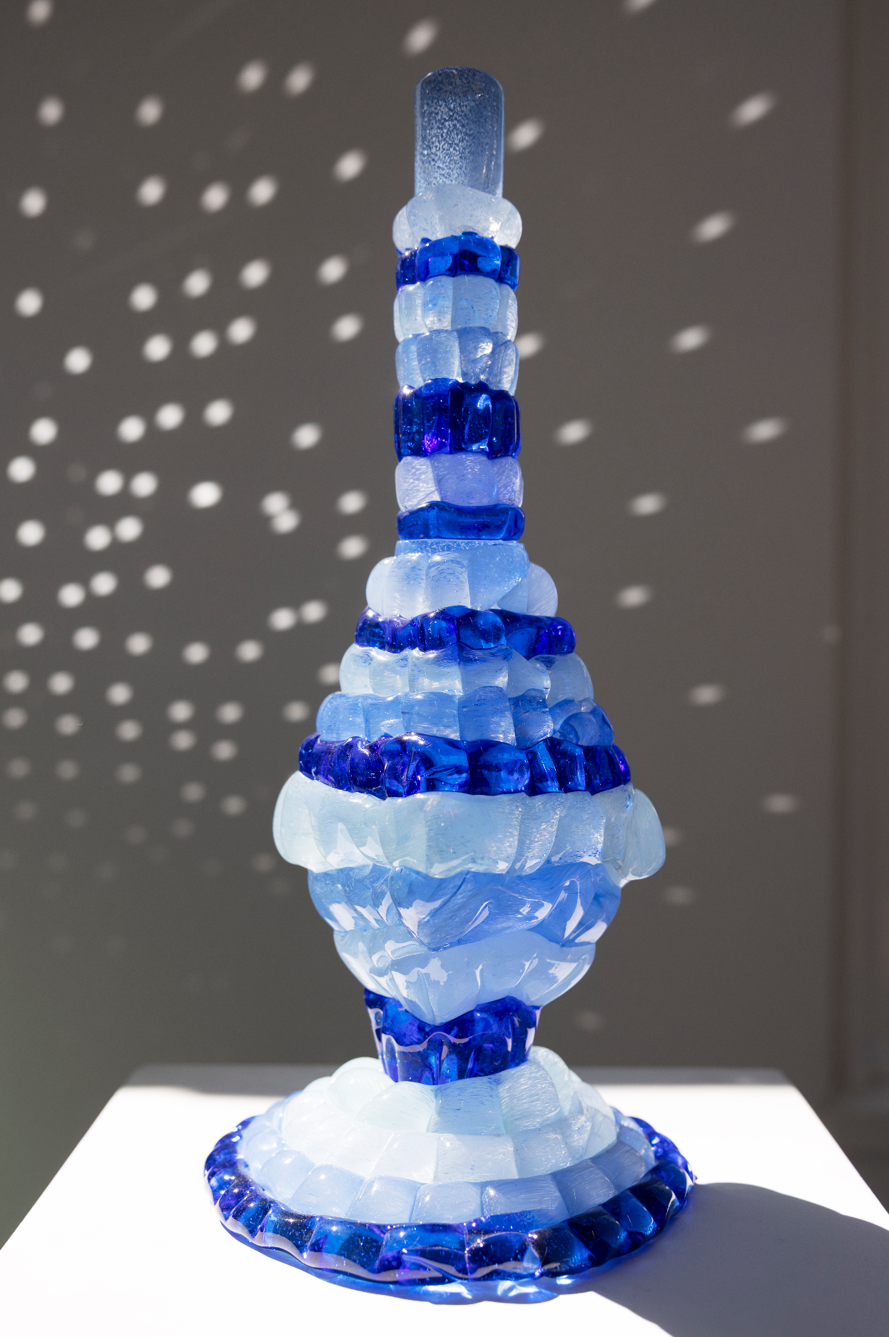 "Knitted" candleholder, blue (2026), by Bernard