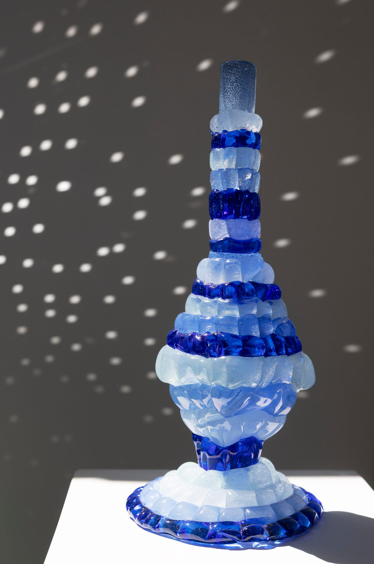 "Knitted" candleholder, blue (2026), by Bernard