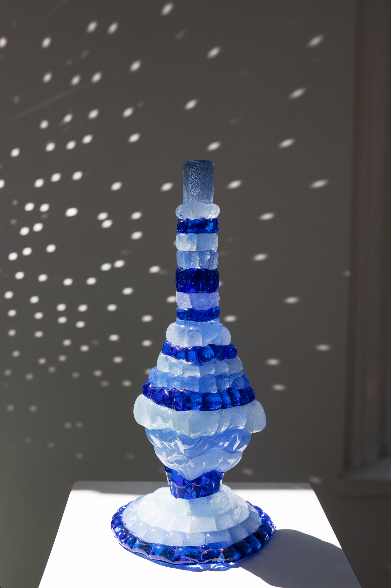 "Knitted" candleholder, blue (2026), by Bernard