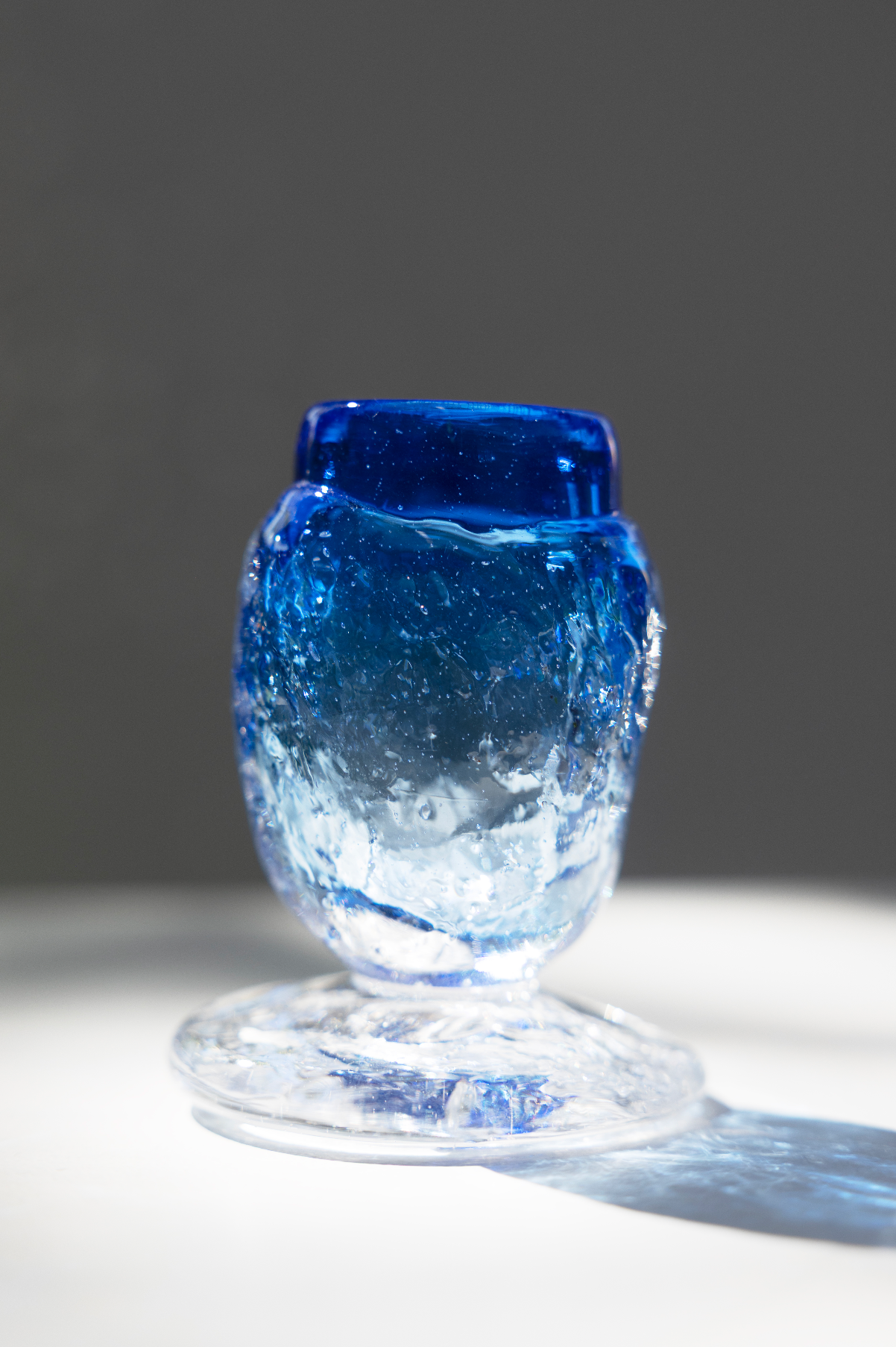 jenever glass, blue, by Bernard