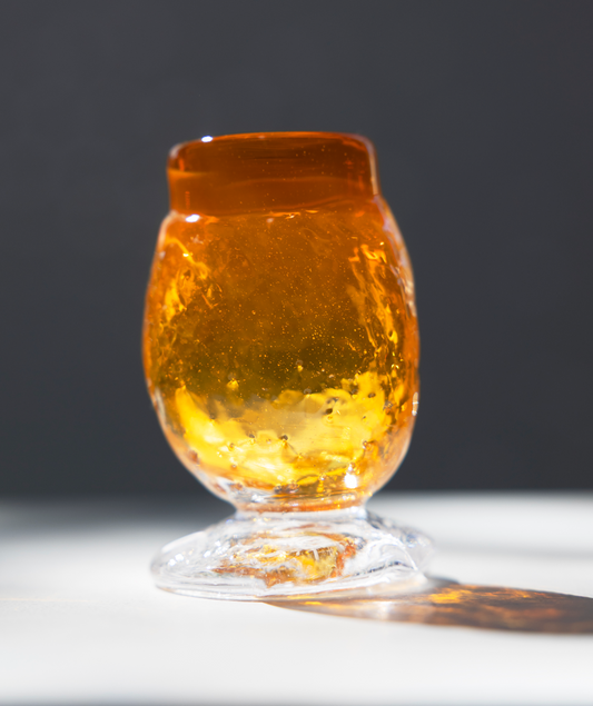jenever glass, orange, by Bernard