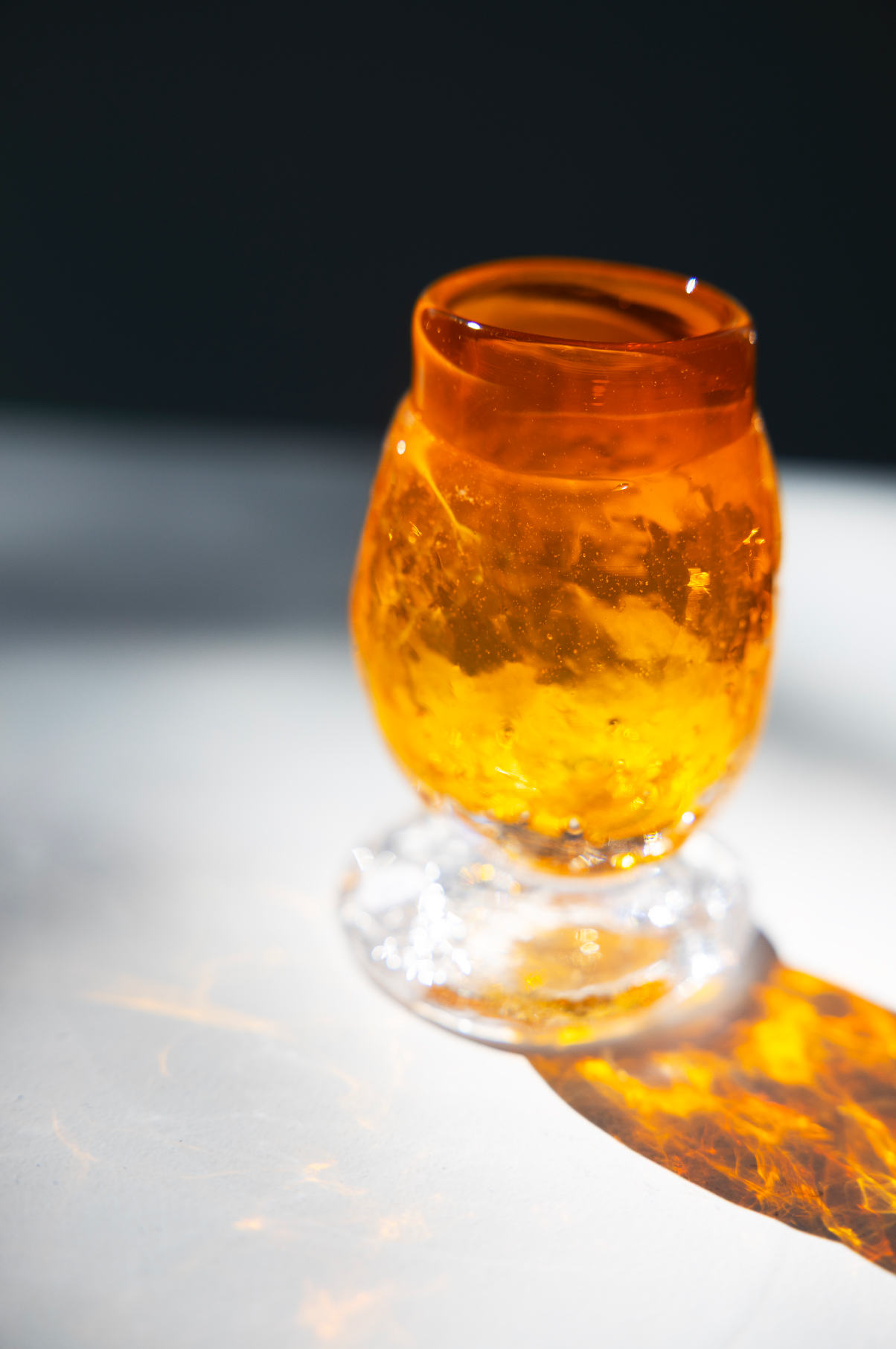 jenever glass, orange, by Bernard