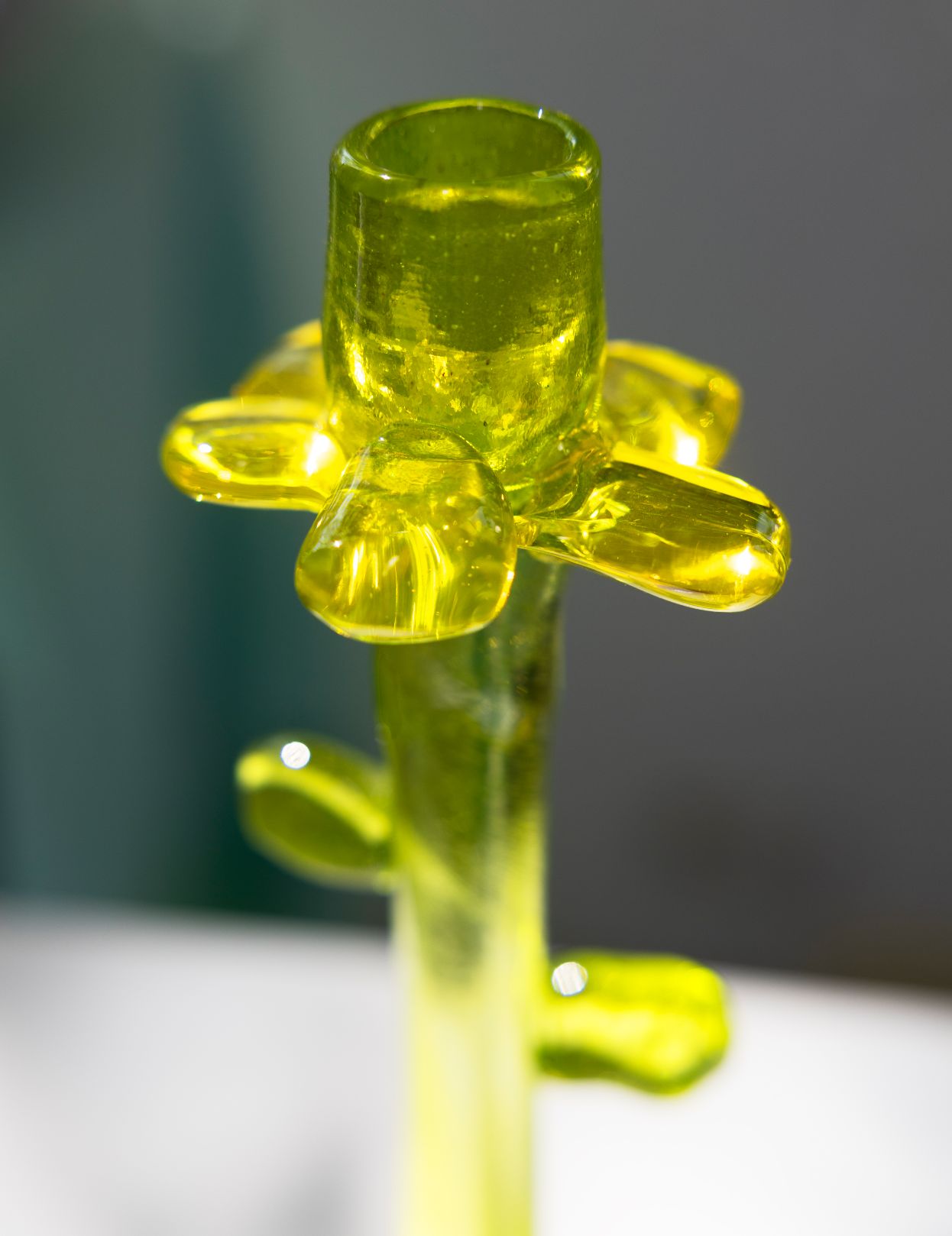 flower candle holder, yellow (large), by Bernard