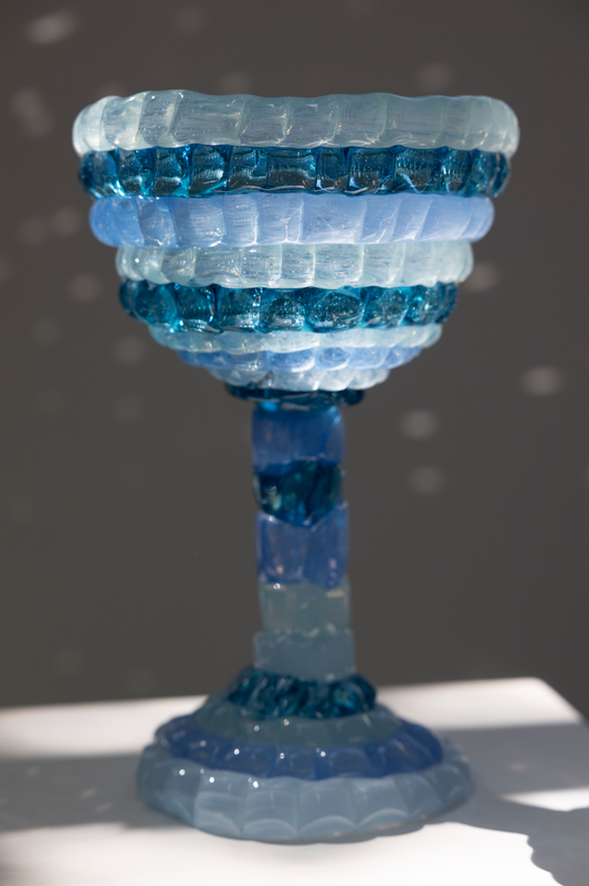 "knitted" large goblet, shades of blue, (2026) by Bernard