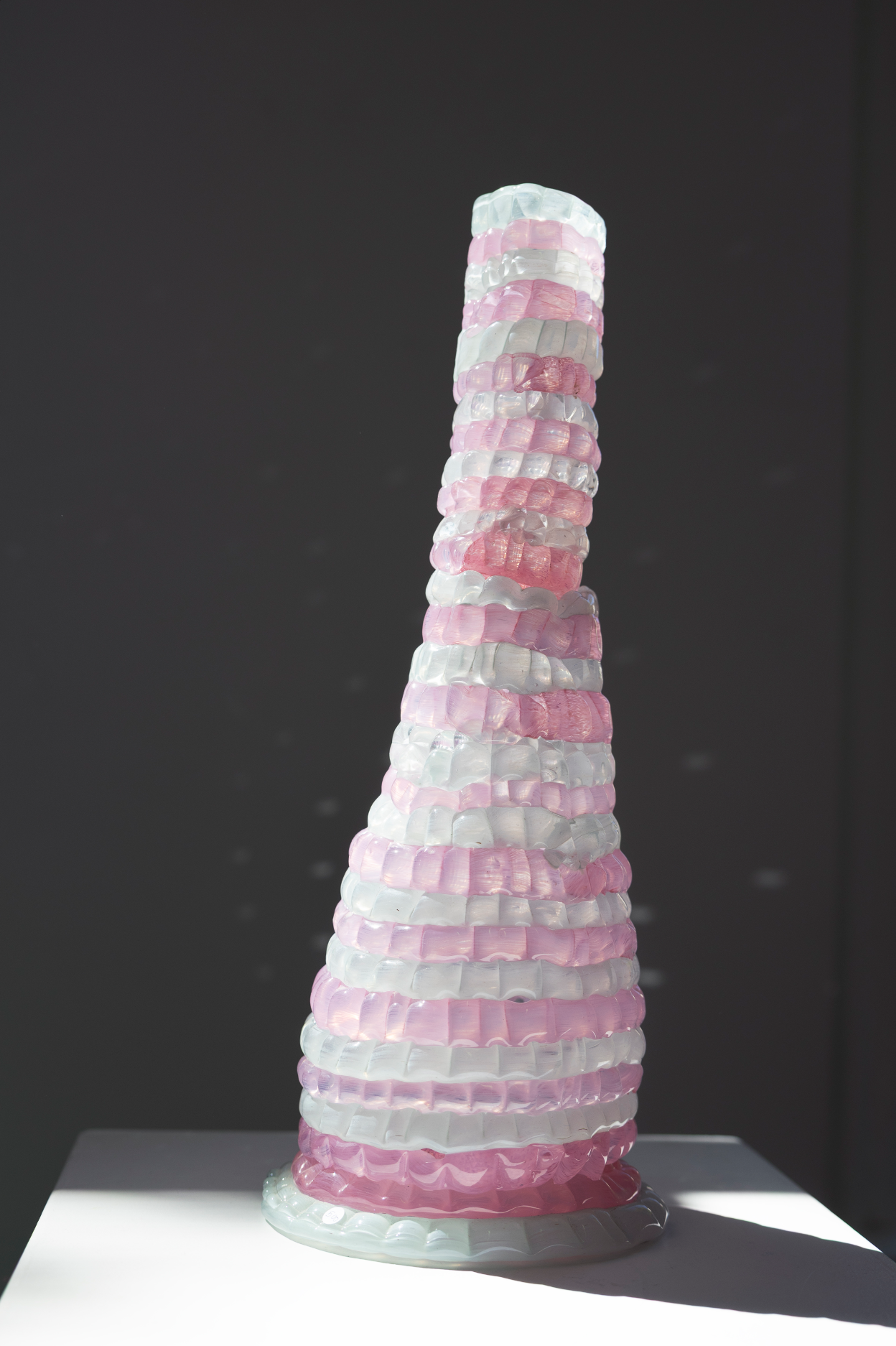 "Knitted" candle holder, pink shades (2026), by Bernard