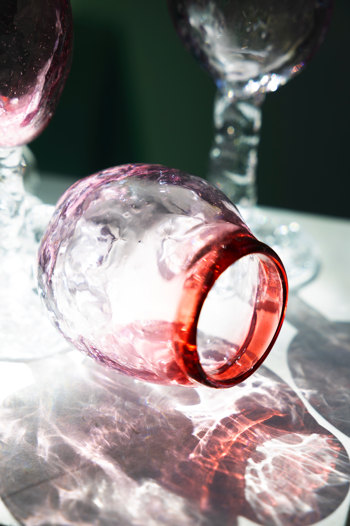 goblet, red/pink, by Bernard