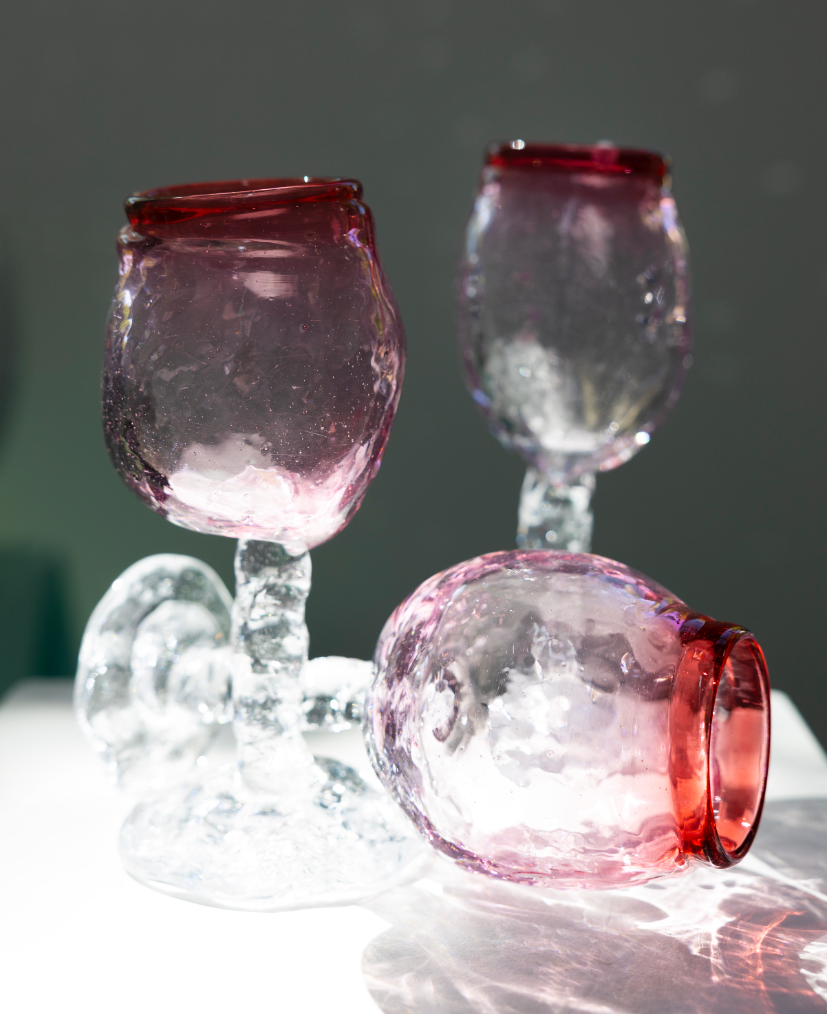 goblet, red/pink, by Bernard