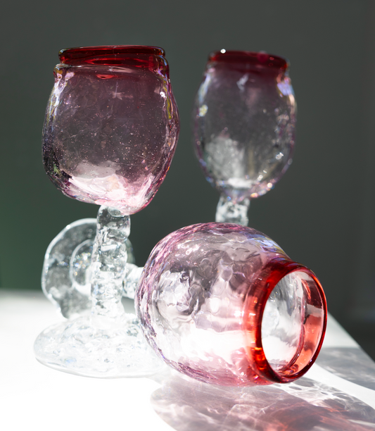 goblet, red/pink, by Bernard