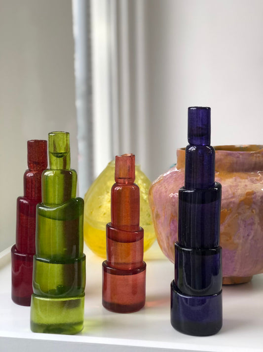 Candle Holder Glass / purple / M