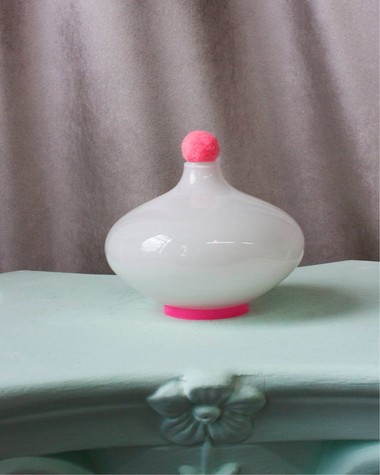 Glass art,design object / white&pink