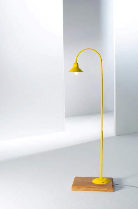 small lamp on wood / yellow