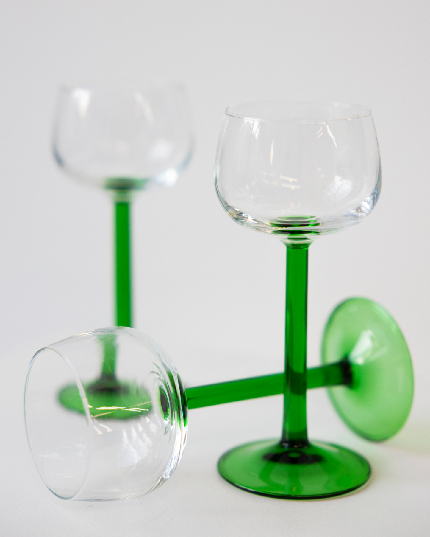 Vintage retro wineglasses - clear and green